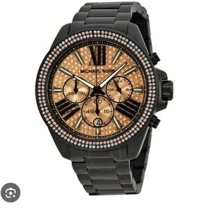 AUTHENTIC Michael KORS Black and Gold Women's Watch Mk 5961